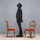 Antique Louis-Philippe chairs in walnut and fabric, Italy, 19th century.
