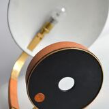 Lampe cuir et laiton 70's