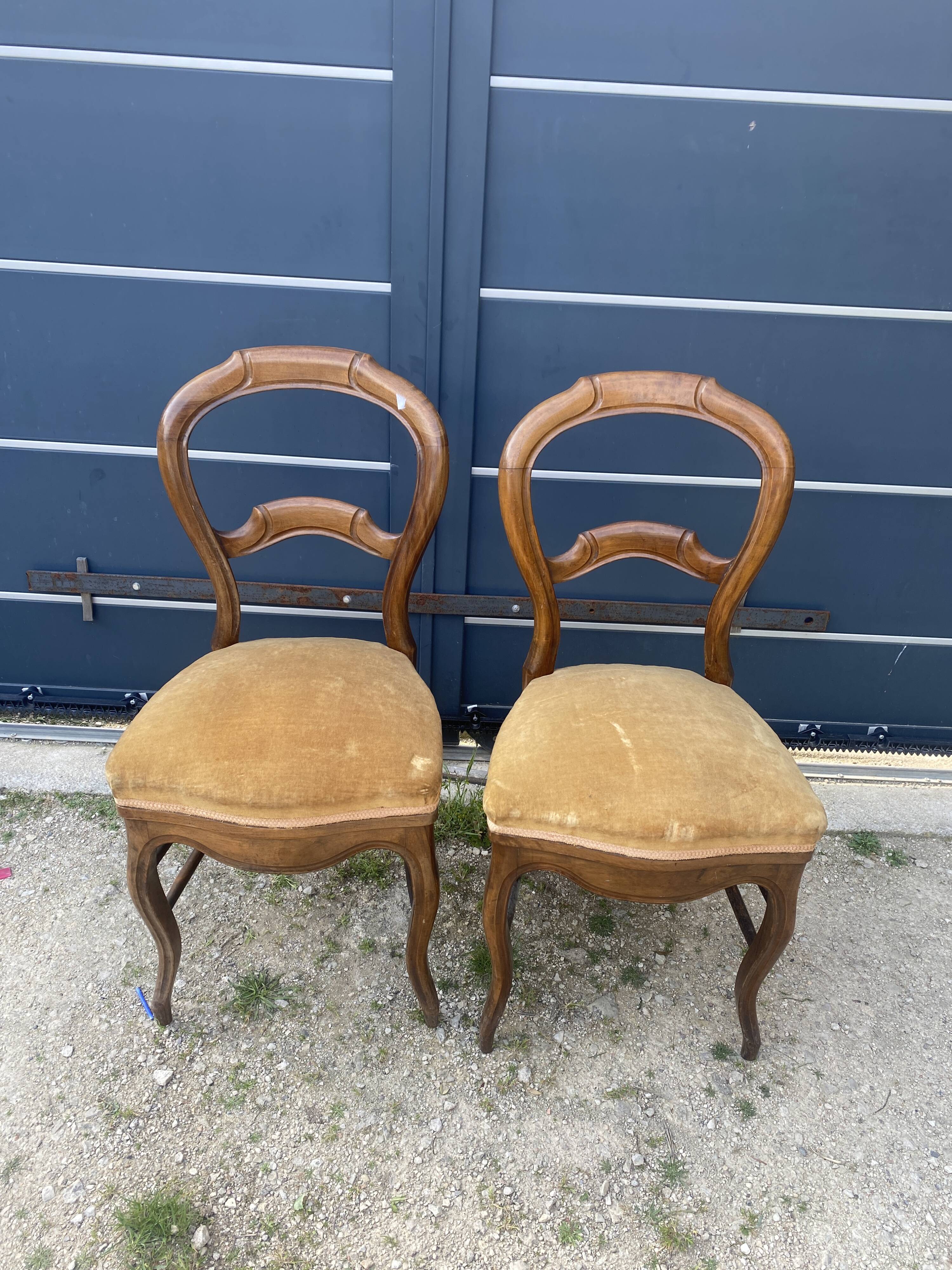 2 chaises velours jaunes