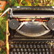 Silver reed orange and black typewriter with bag