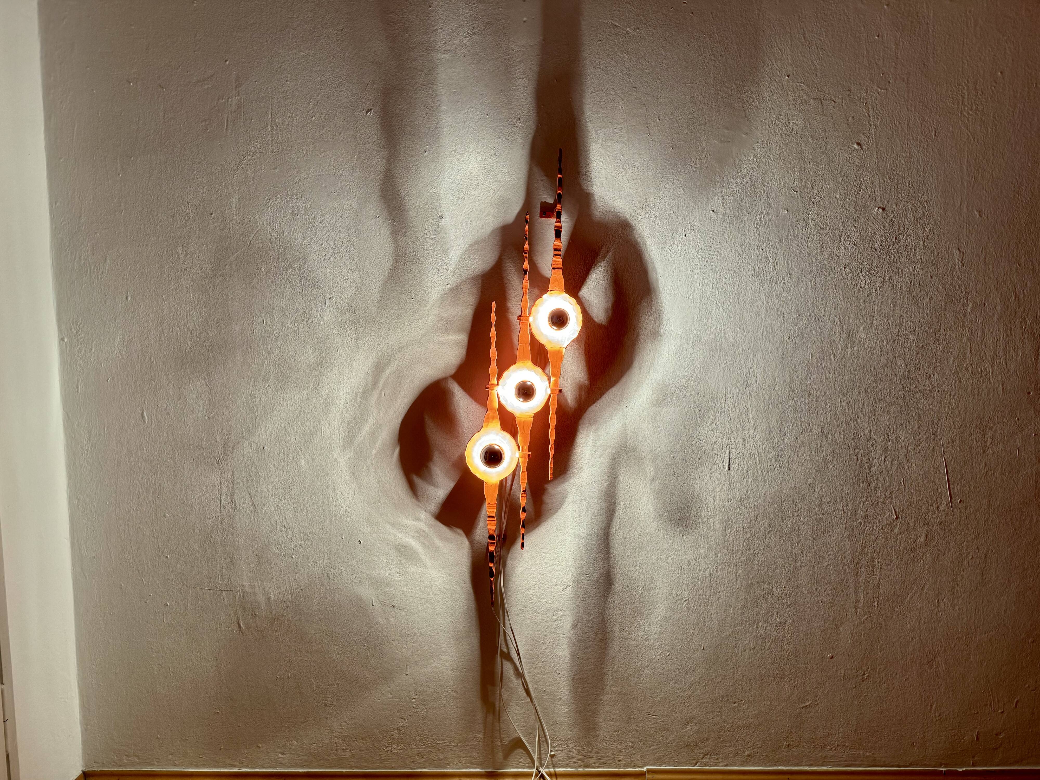 XL Brutalist Wall Lamp or Iron Sculpture