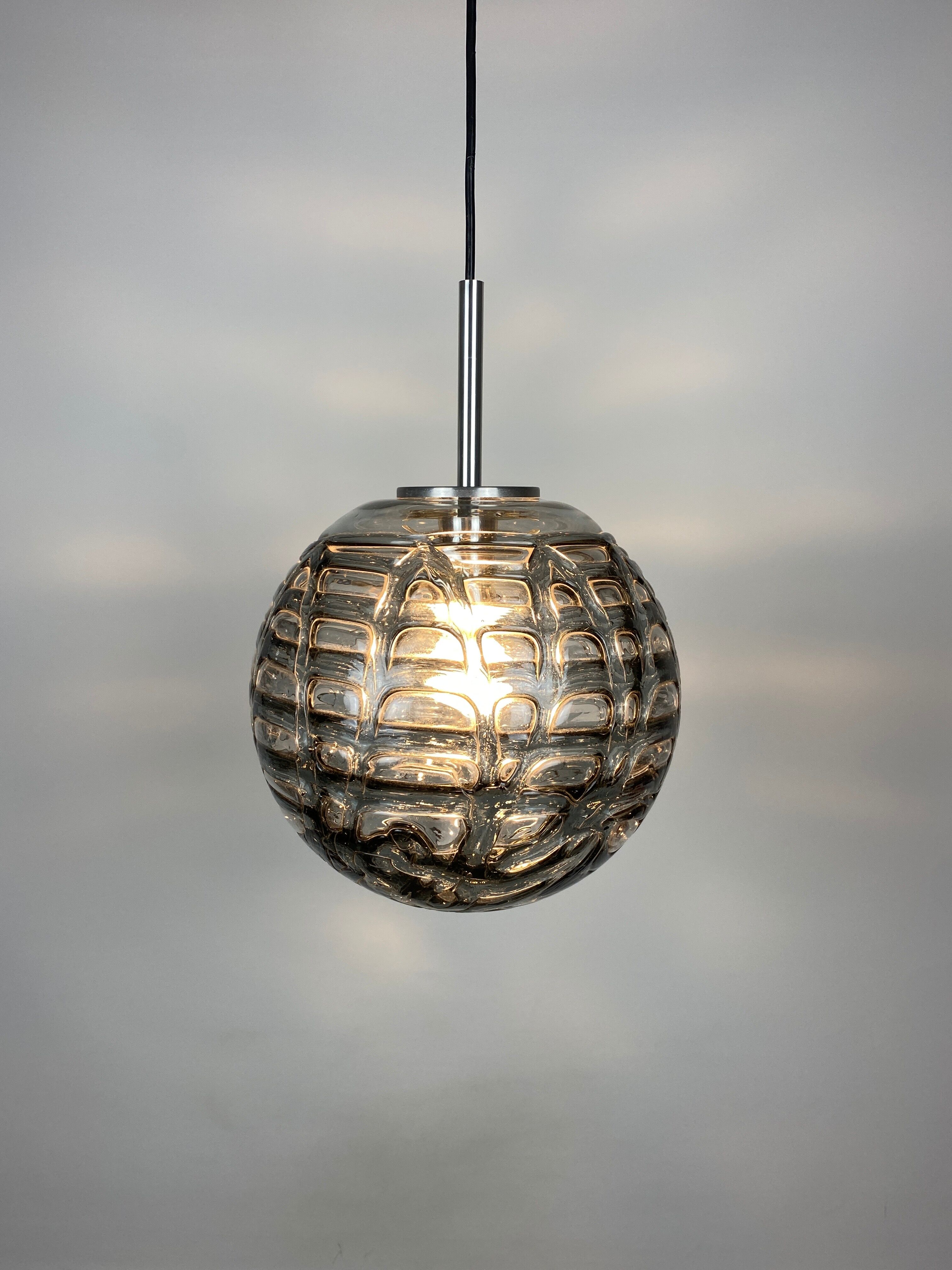 Murano glass ball pendant lamp by Doria Leuchten 1960
