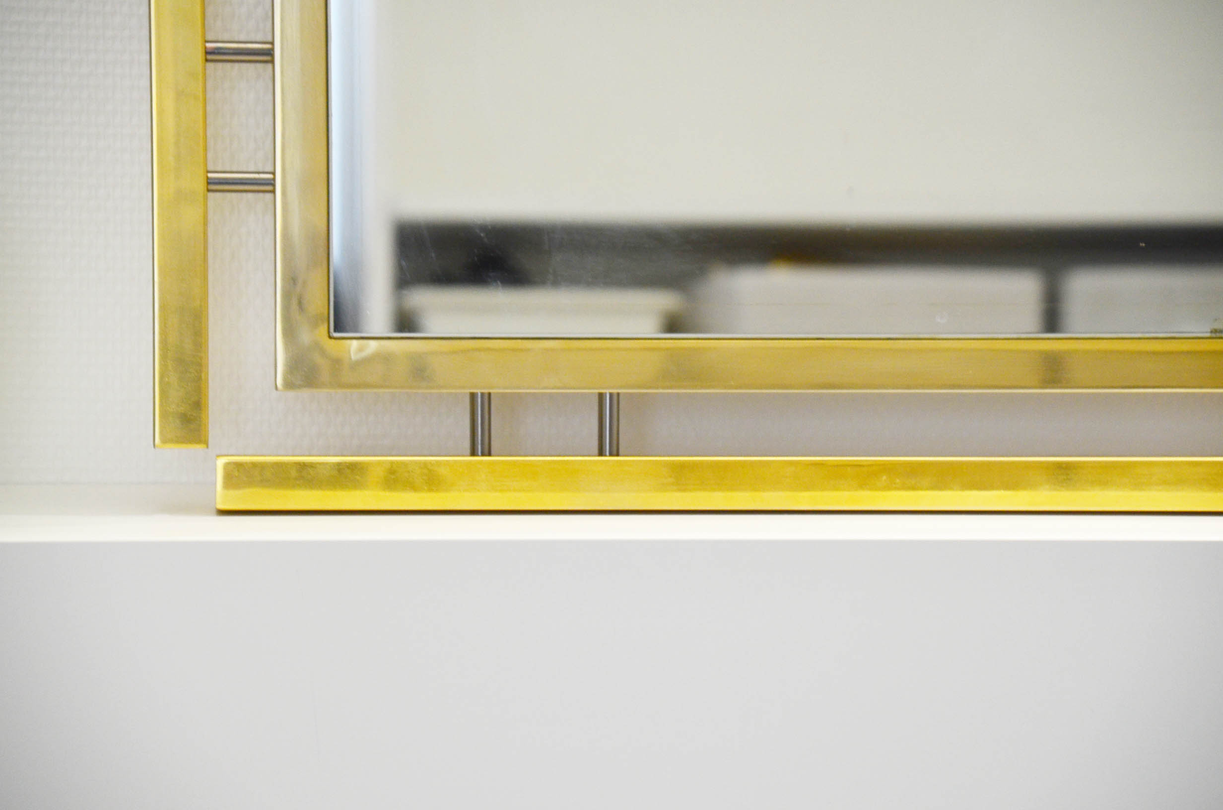 Modernist Italian mirror chrome steel gold 70 71 X 71