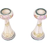 Art Nouveau Vases by Royal Dux, Pastel Floral Design, 1930s, Pair