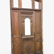 19th-century solid oak entrance door with three openings, including frame.