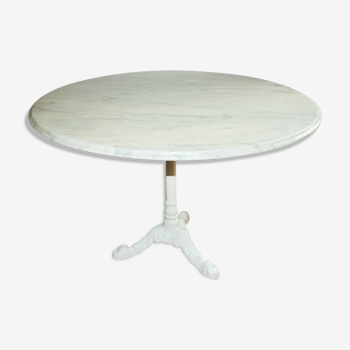 Table ronde plateau marbre blanc