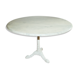 Table ronde plateau marbre blanc