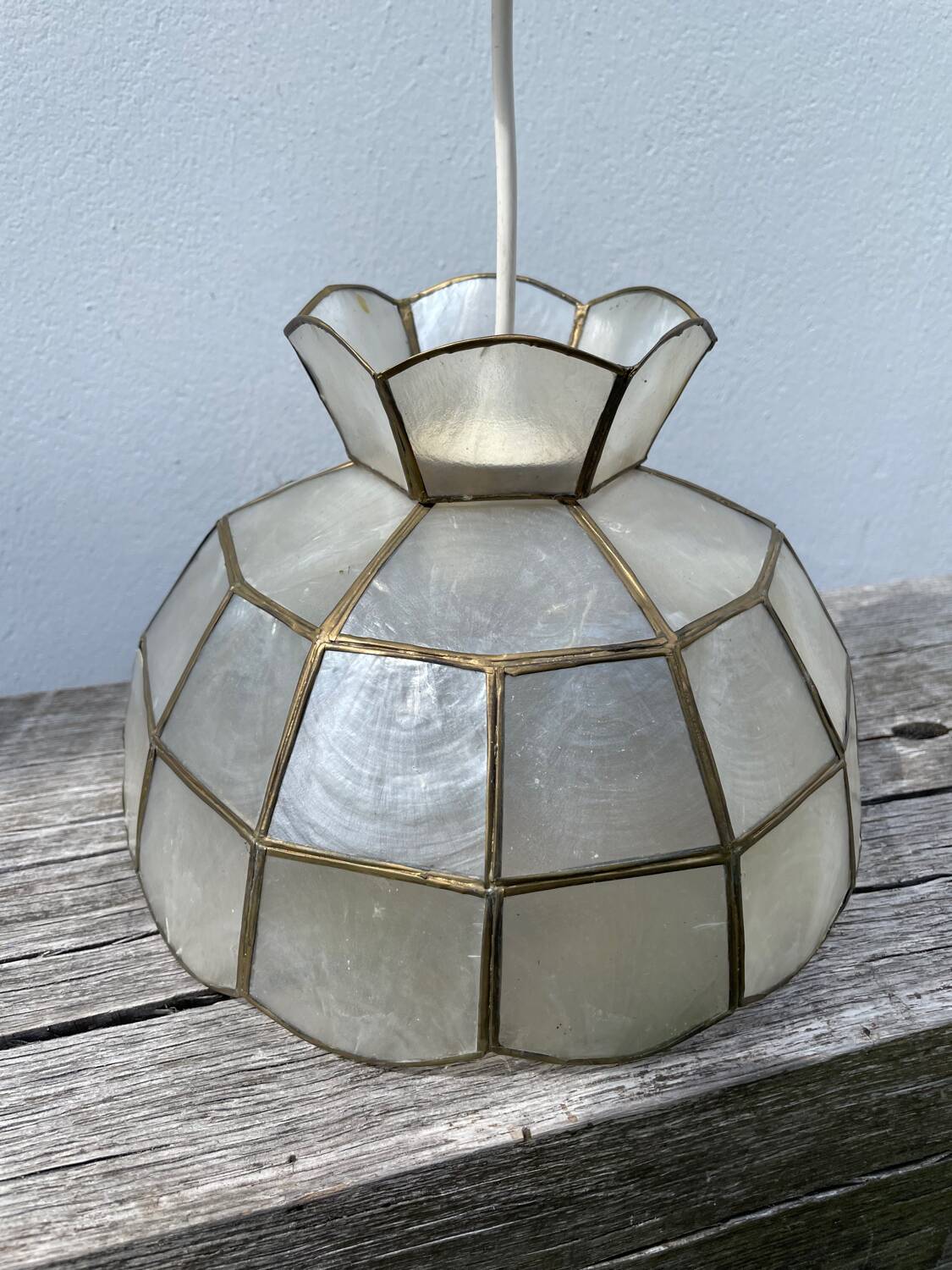 Mother-of-pearl and brass pendant light