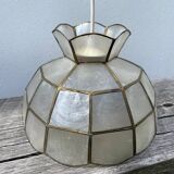 Mother-of-pearl and brass pendant light