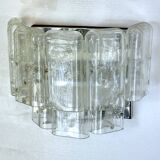 Vistosi manner, set of four clear murano glass elements sconces. Italy 1970s