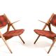 Early Pair CH-28 Oak Easychairs by Hans J. Wegner