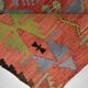 Vintage Red & Green Geometric Turkish Kilim Rug, 132x194Cm