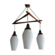Scandinavian chandelier 3 opaline lights by Kristiansson for Luxus 50s