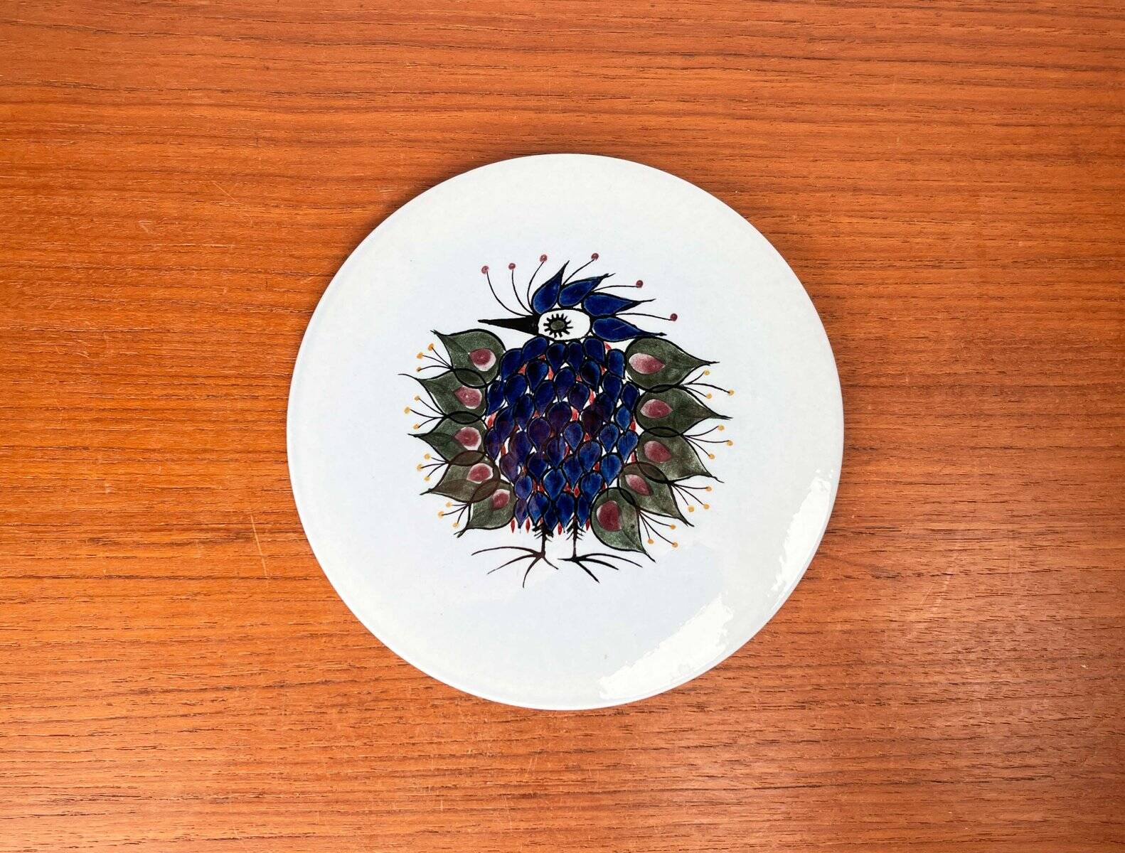 Mid-Century Modern Danish design plate Crazy Bird by Beth Breyen for Royal Copenhagen