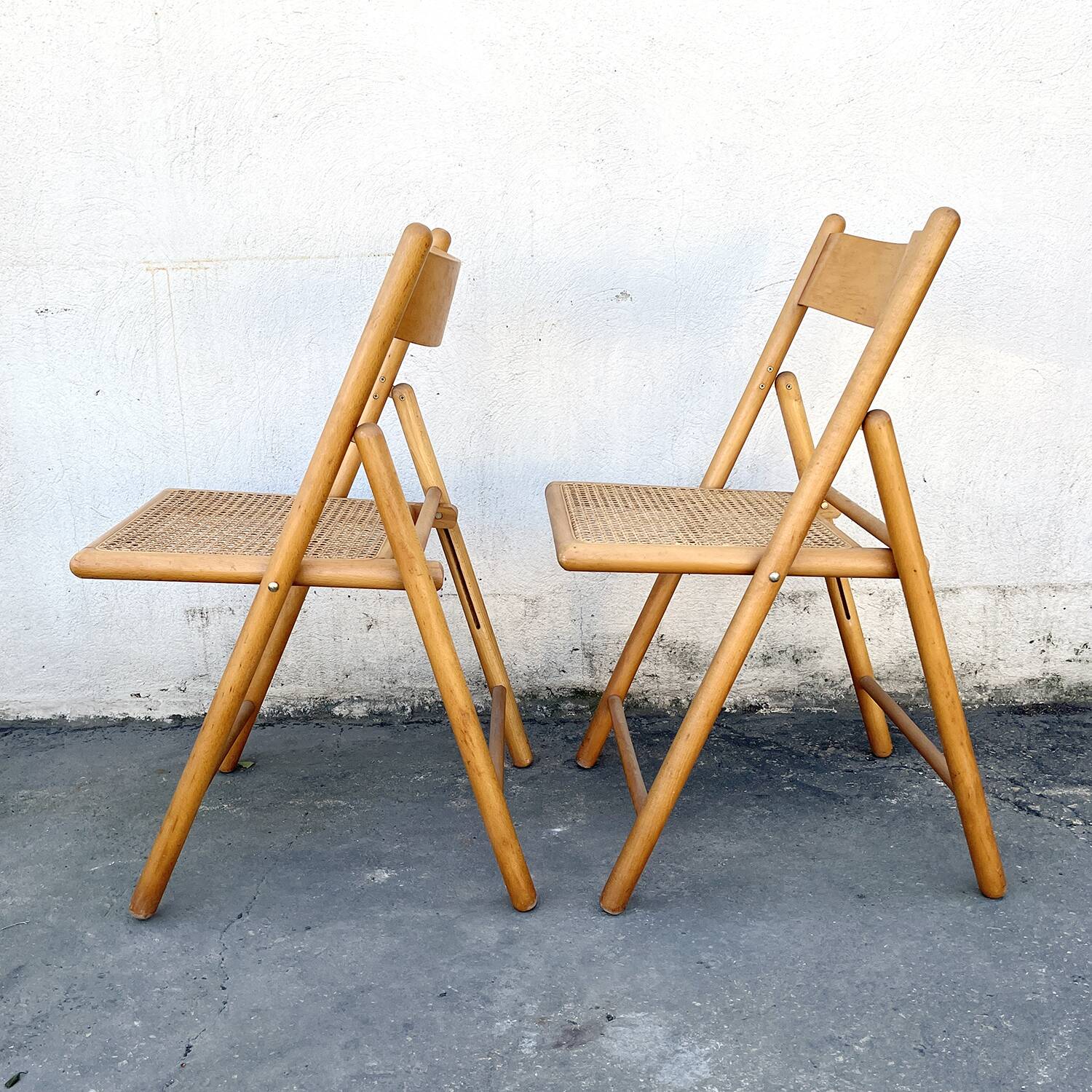Paire de chaises pliante assise cannage