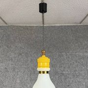Ingo Maurer for Métalart Spain: opaline and metal bulb suspension