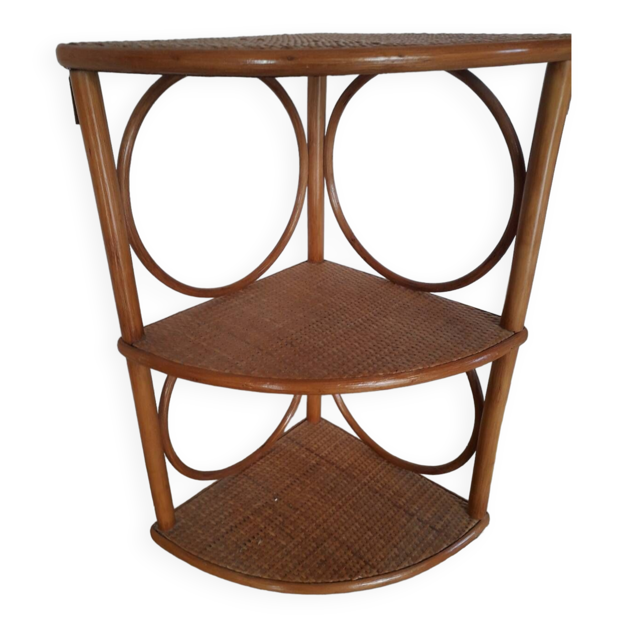 Bamboo rattan corner shelf