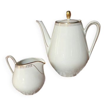 Duo cafetière et pot à lait (porcelaine)