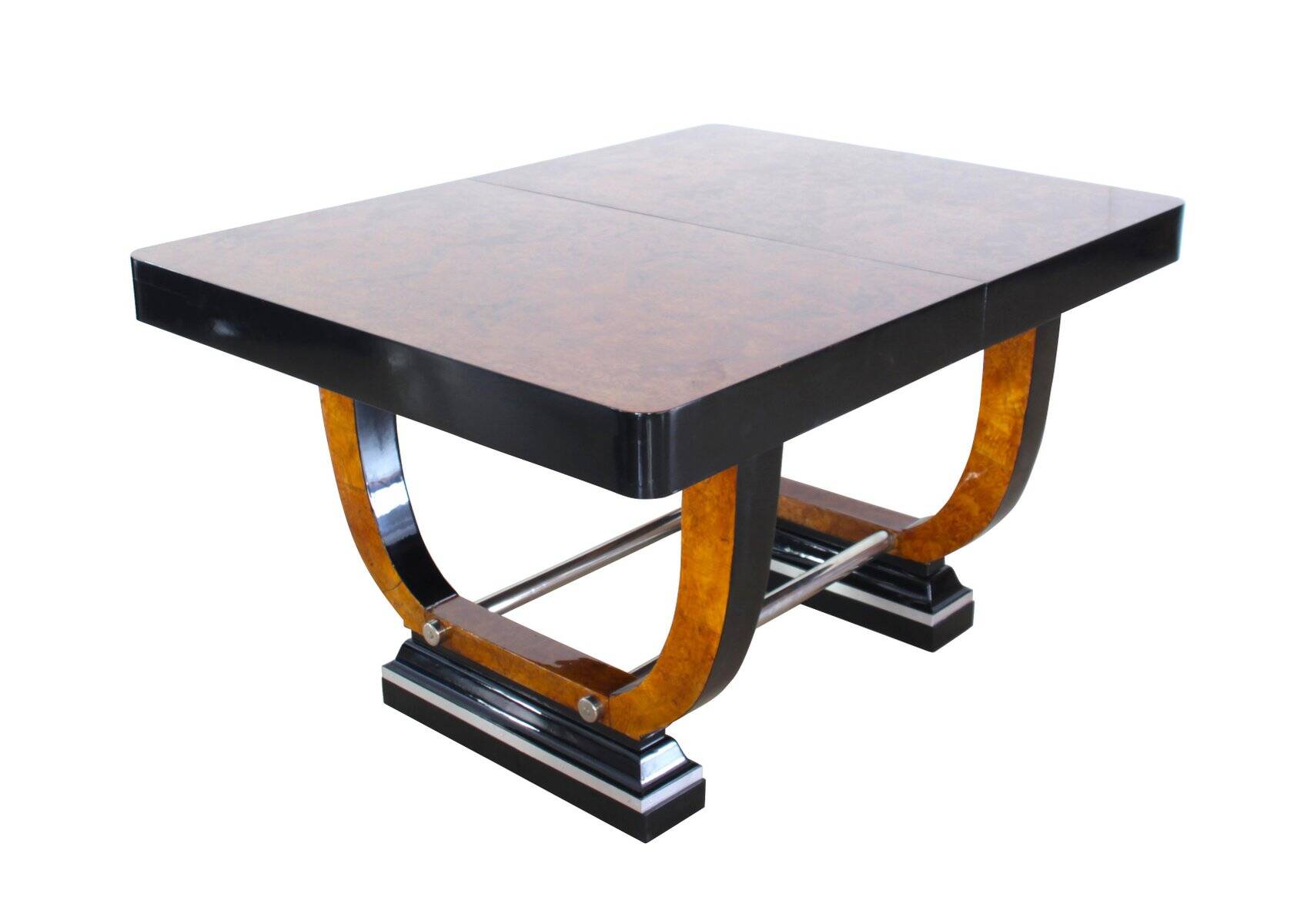 Expandable Art Deco Dining Table, Thuja Roots, Lacquered, France, circa 1930