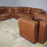 Cognac leather armchairs by BL Arredamenti, 1970s, set of 4