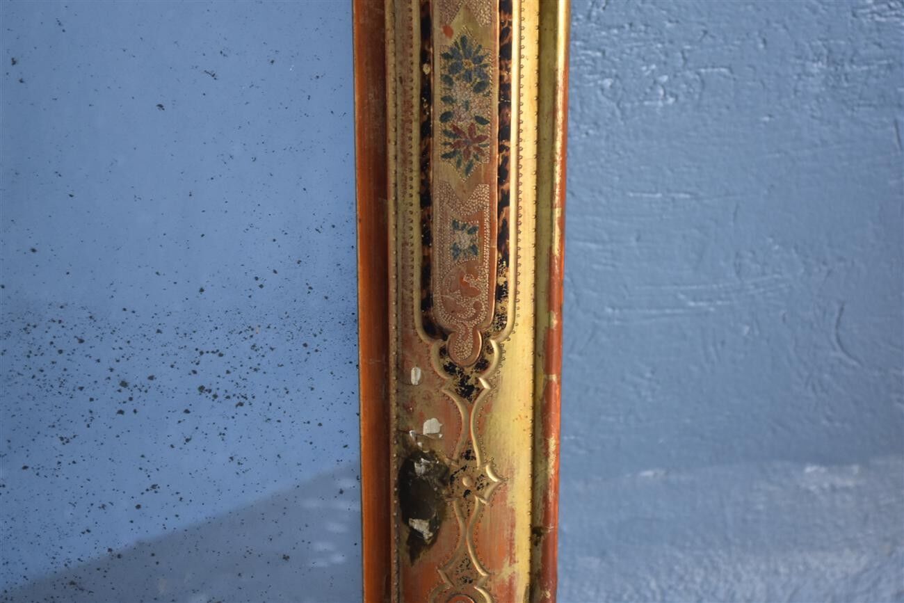 Mirror in wood and gilded stucco and polychrome Napoleon III 95x130cm