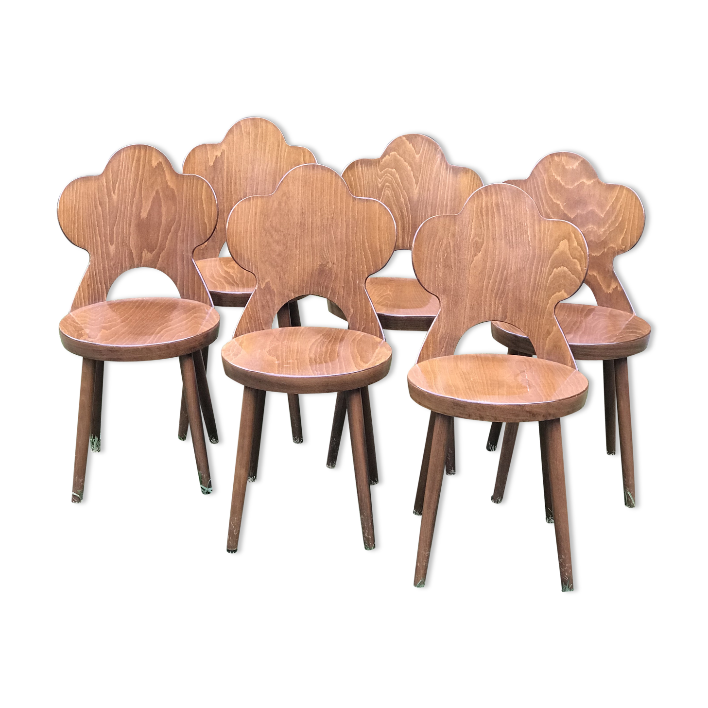 Set of 6 chairs Baumann signed model rare clover
