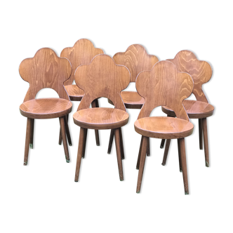 Set of 6 chairs Baumann signed model rare clover