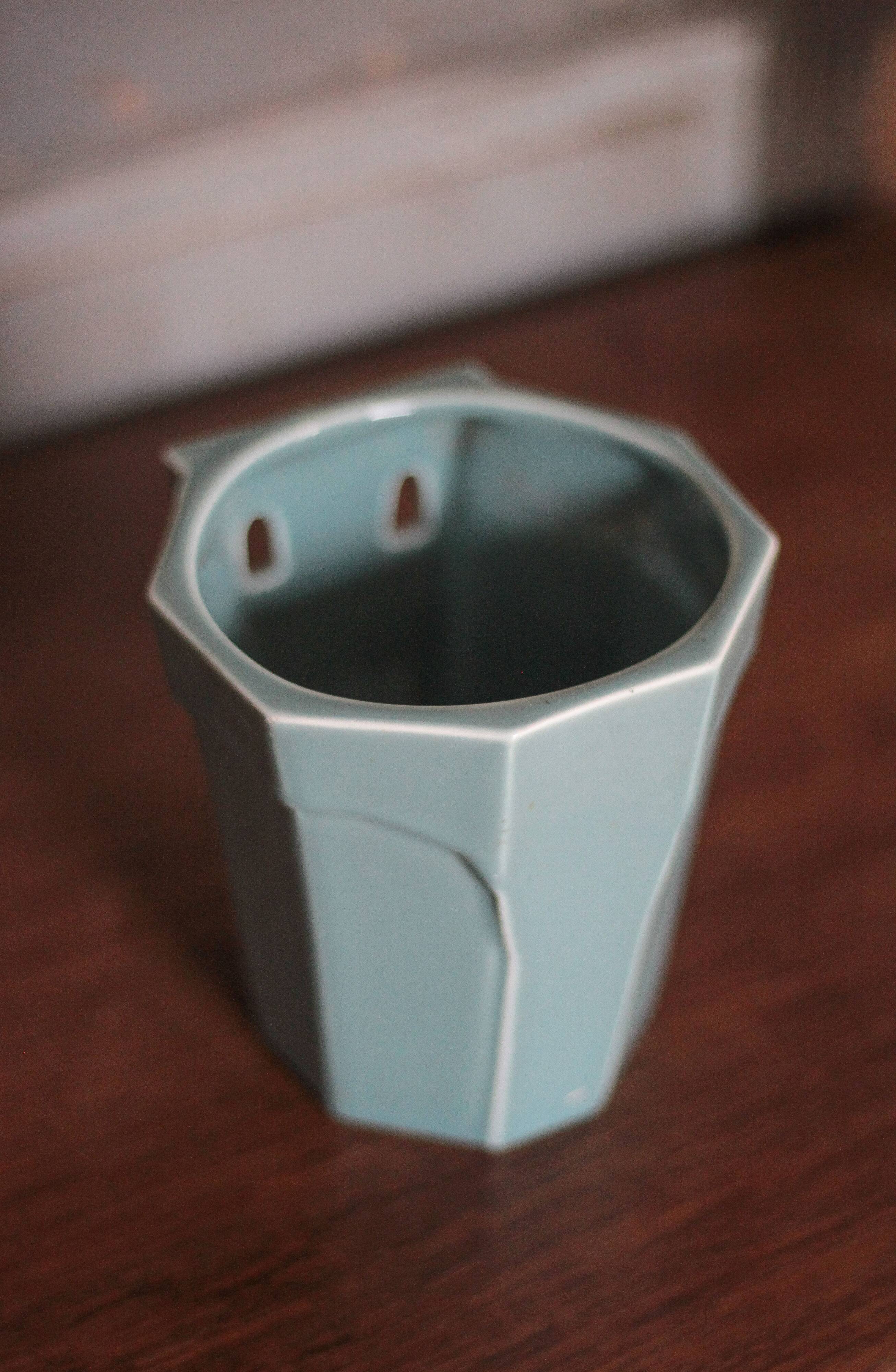 art deco porcelain pot, wall planter, plant pot, cache pot