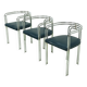 Set of 3 Chromed Steel Dining Chairs, France 1970s