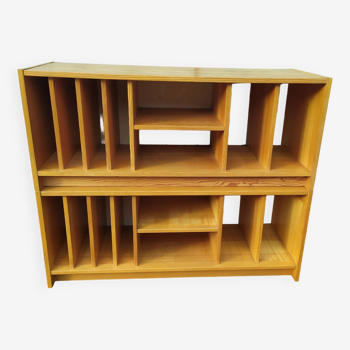 Set of 2 vinyl wooden storage units