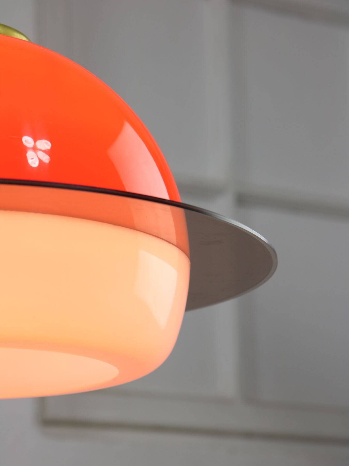 Italian Orange Space Age Saturn Lamp, 70s