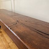 Brutalist Folk Art Bench Solid Oak