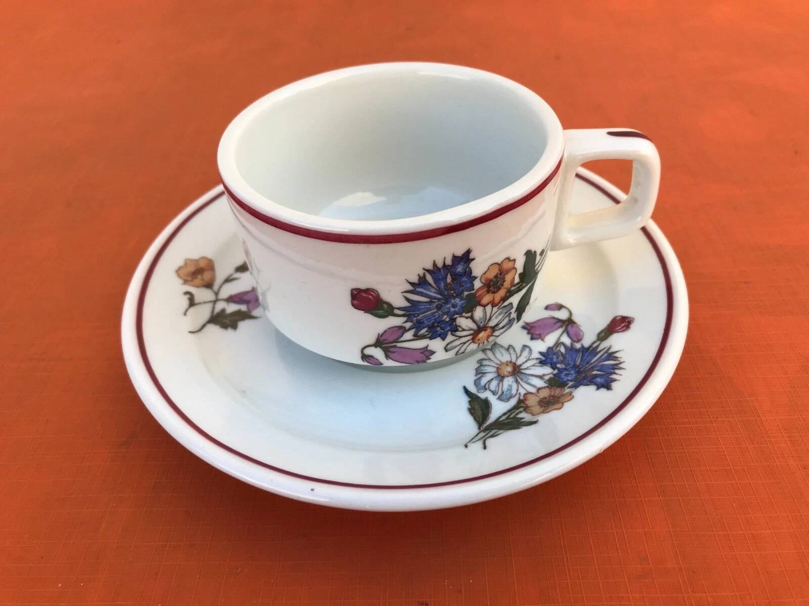 Pyroblan Porcelain Coffee Cup / Saucer Sarreguemines France