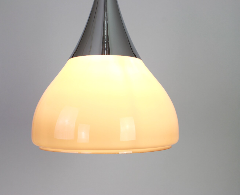 Iced brown opaline glass pendant lamp