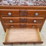 1930 Art Deco chest of drawers with recessed pink marble