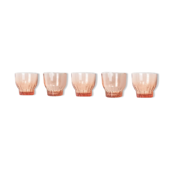 Lot de 5 verres rose style art déco