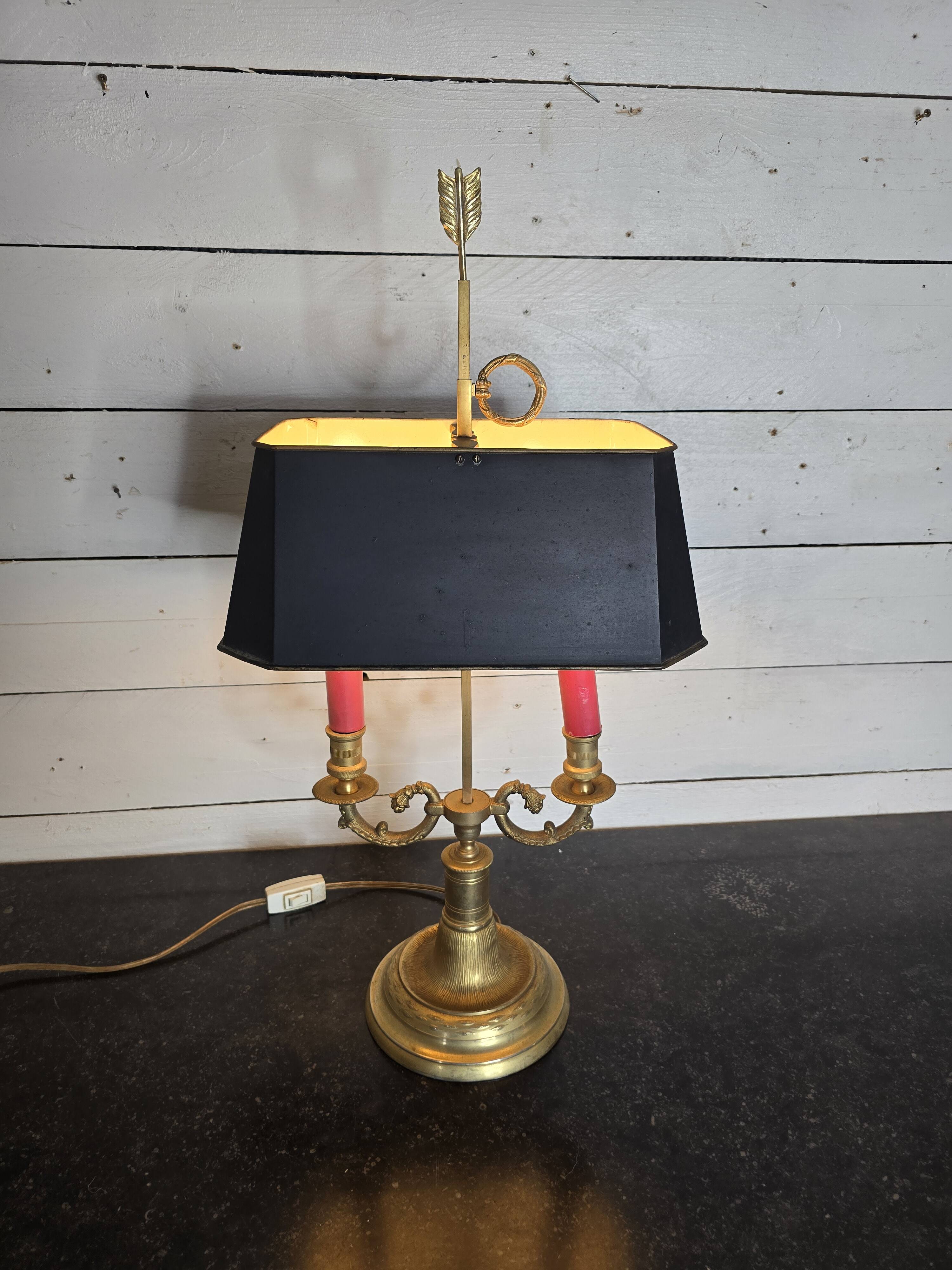 Lampe bouillotte style empire en bronze milieu XXème