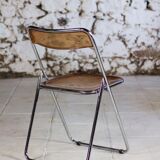 Set of 3 folding chairs in plexiglass and chrome, 1970.