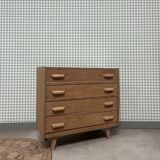 50s compass foot chest of drawers