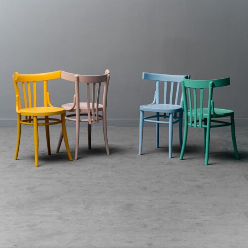 Ensemble de 4 chaises multicolore bois 50s vintage moderne