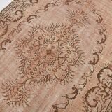 5x9 hand knotted brown vintage tapis rug, 276x160cm