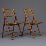 Vintage Bamboo and Rattan Folding Chairs, 1970s, Set of 2