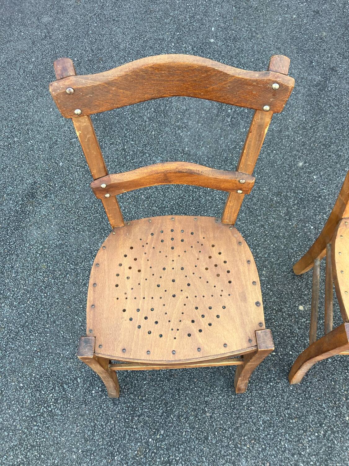 Vintage Bistro Wood Chairs Stamped Luterma