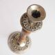 Sculpted wood and metal candle holder