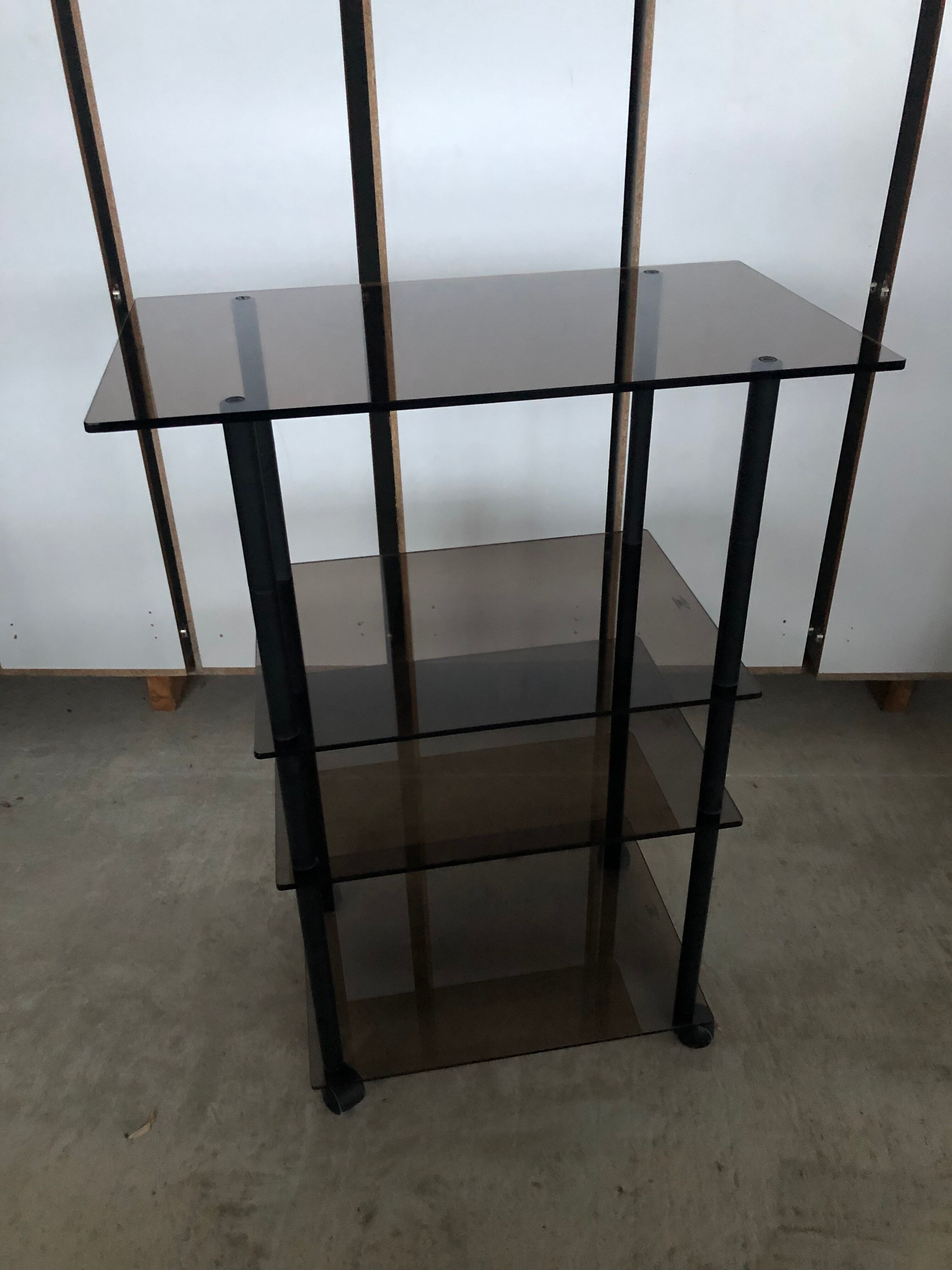 Service, TV stand on wheels in smoked glass Erard