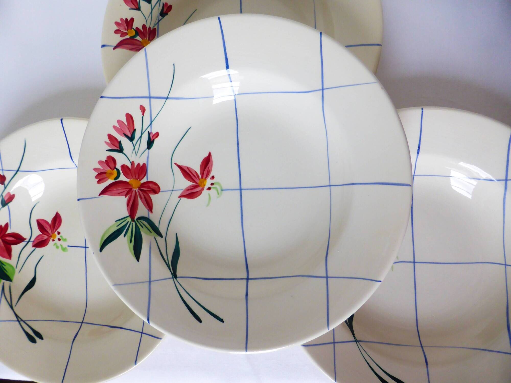 4 vintage Niderviller soup plates, Saumur model 220502