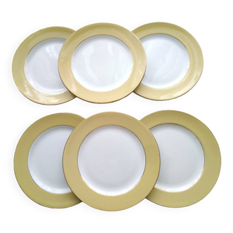 6 Flat plates in Saint Amand earthenware, L'Amandinoise Model 7894