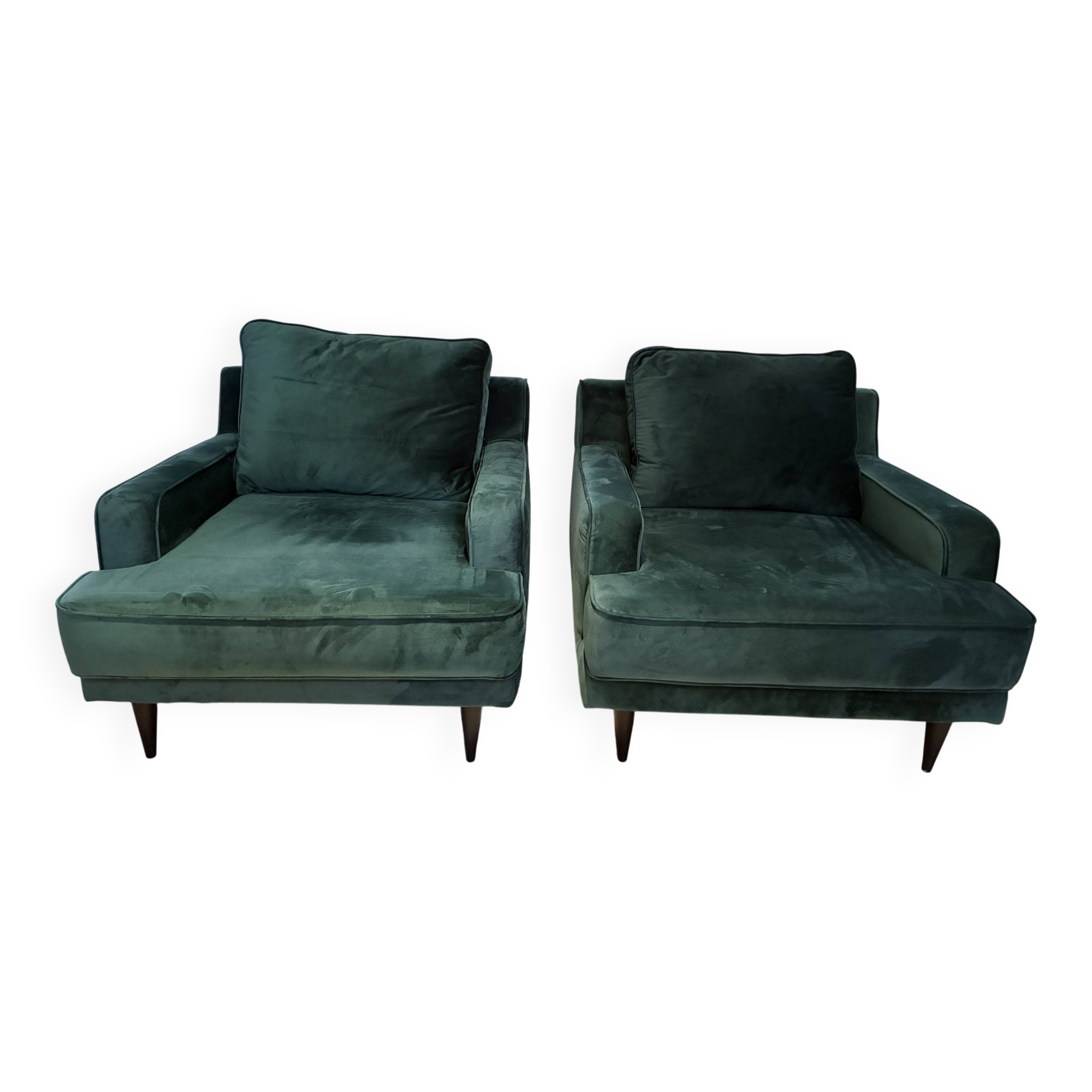 Set of 2 green velvet armchairs Camif