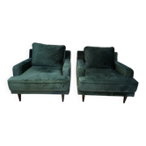Set of 2 green velvet armchairs Camif