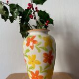 White vase with flowers